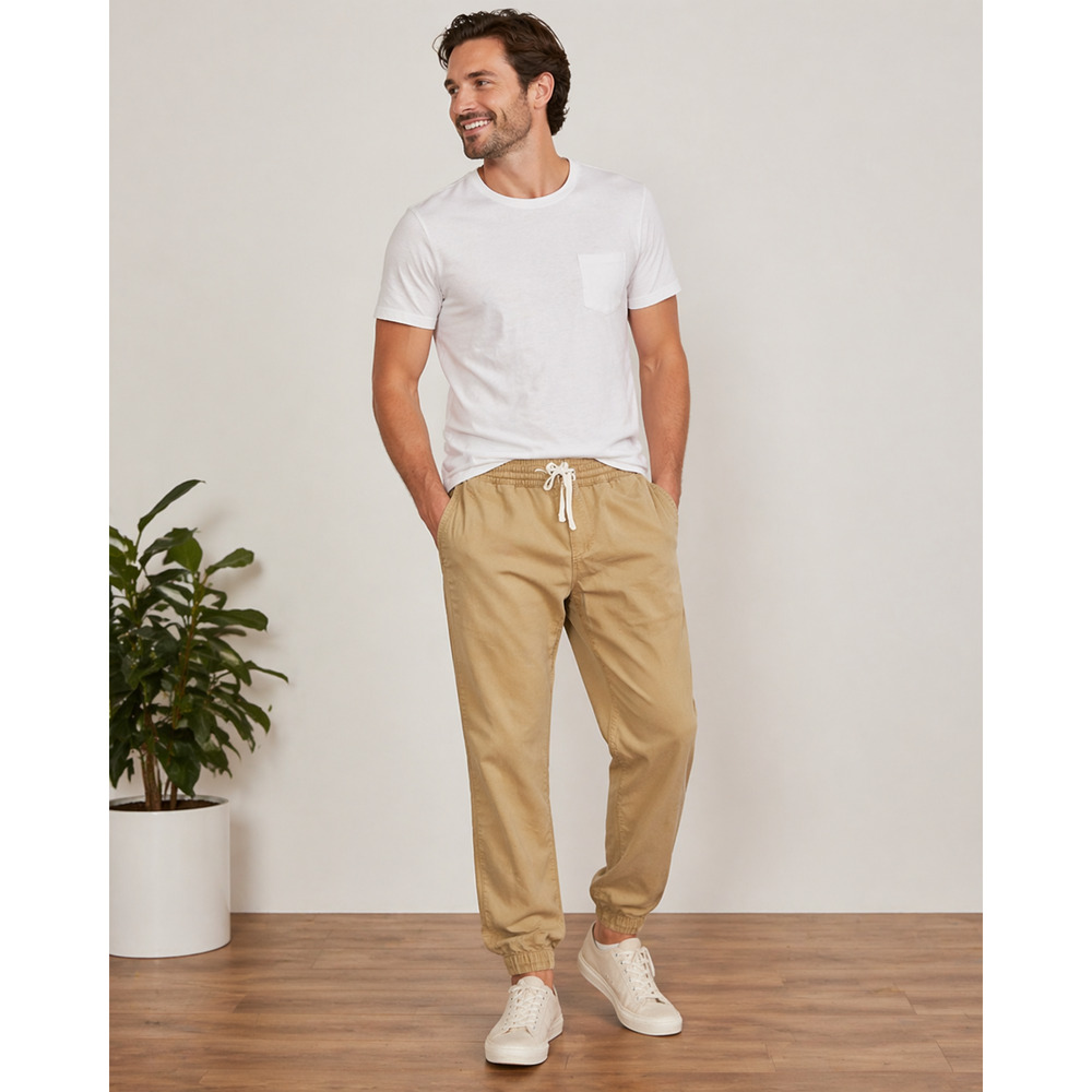 Marine Layer Athletic Fit Saturday Jogger Pants Khaki Mens XL Slim Golf Elastic
